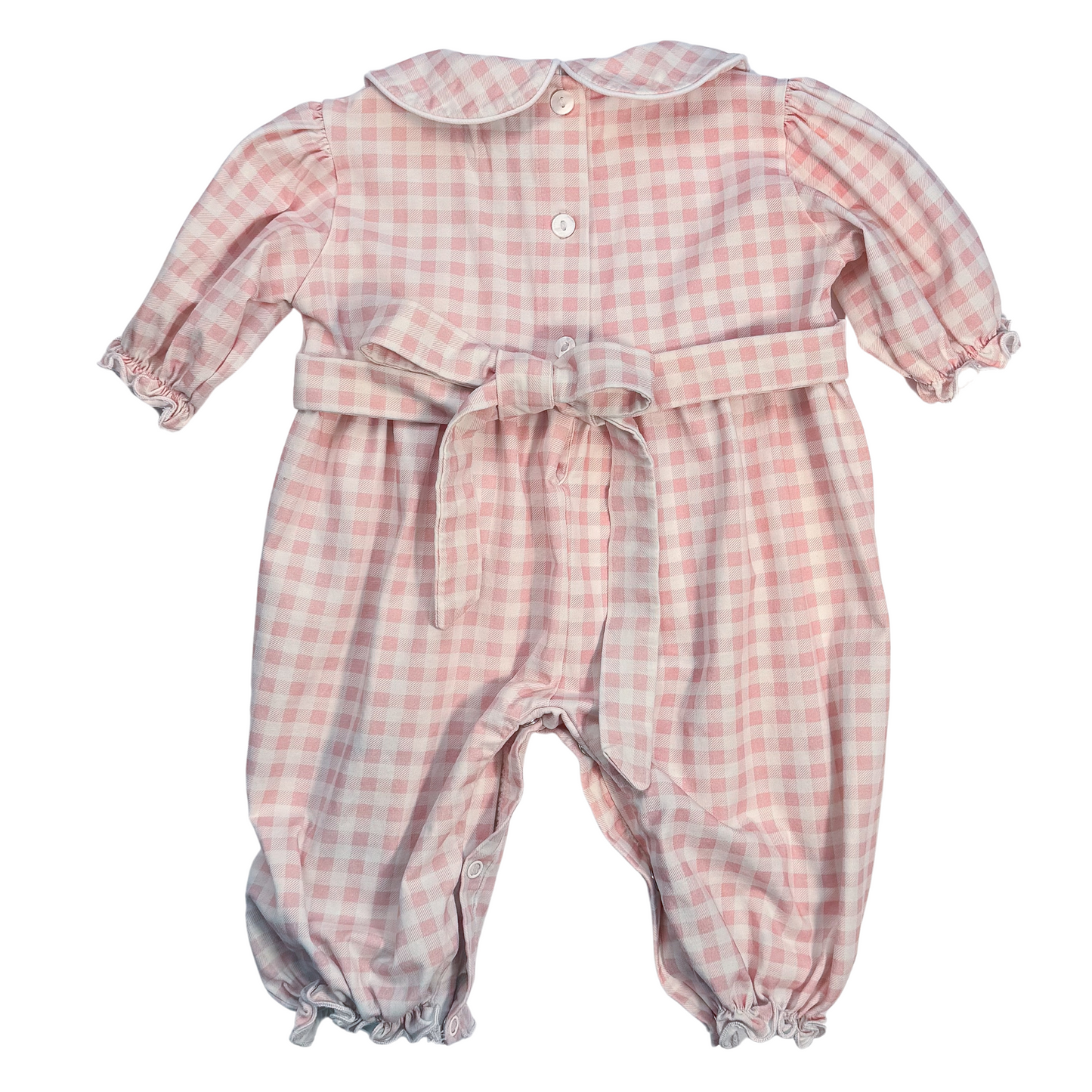 Preorder 02: Bow Pink Gingham Custom Name Smock Romper