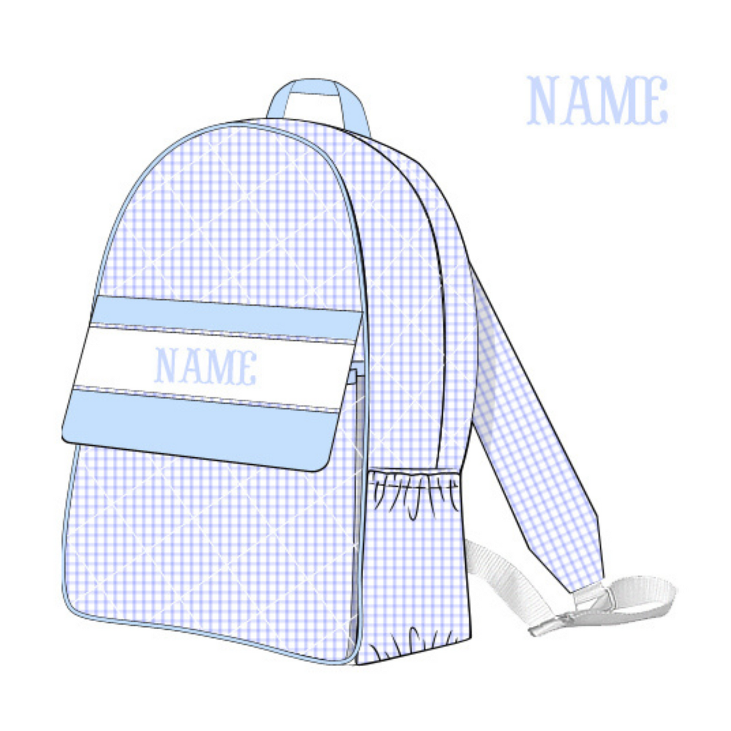 Preorder 01: Blue Name Smocked Backpack