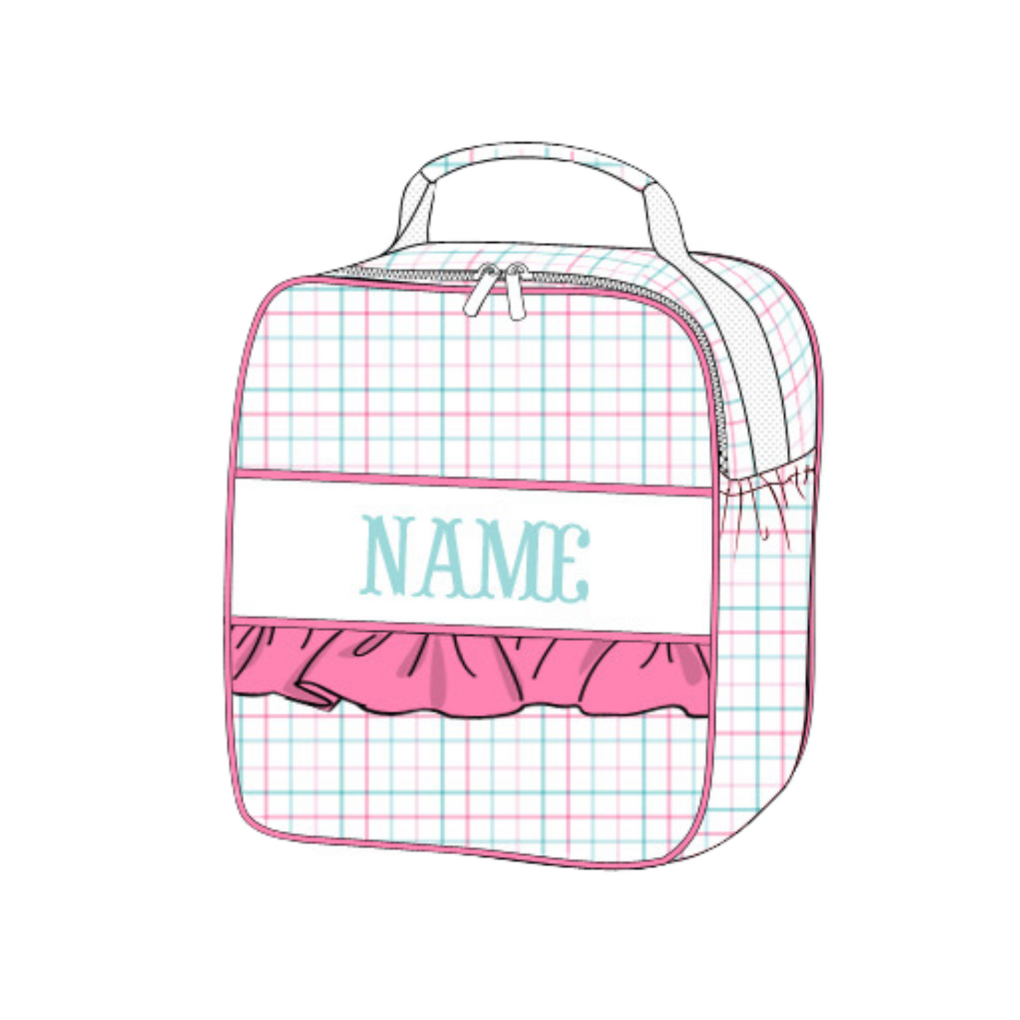 Preorder 01: Girly Plaid Name Smocked Lunch Box