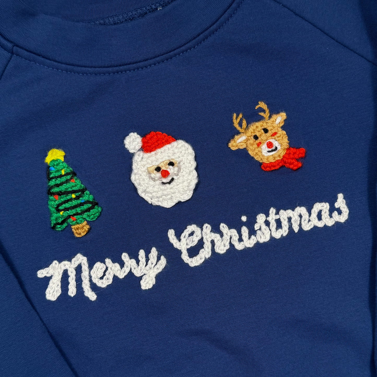 Navy Holiday Hand Embroidered Sweatshirt