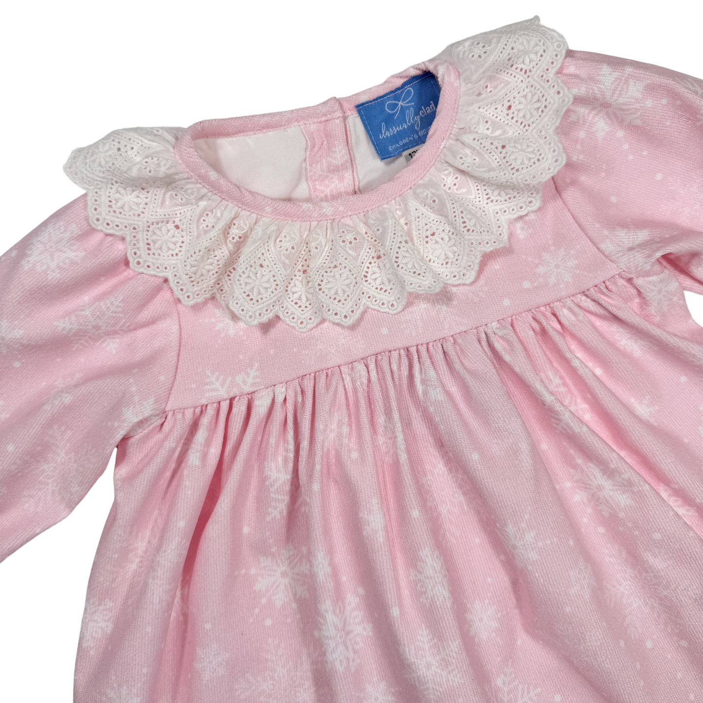 Pink Snowflake Corduroy Dress