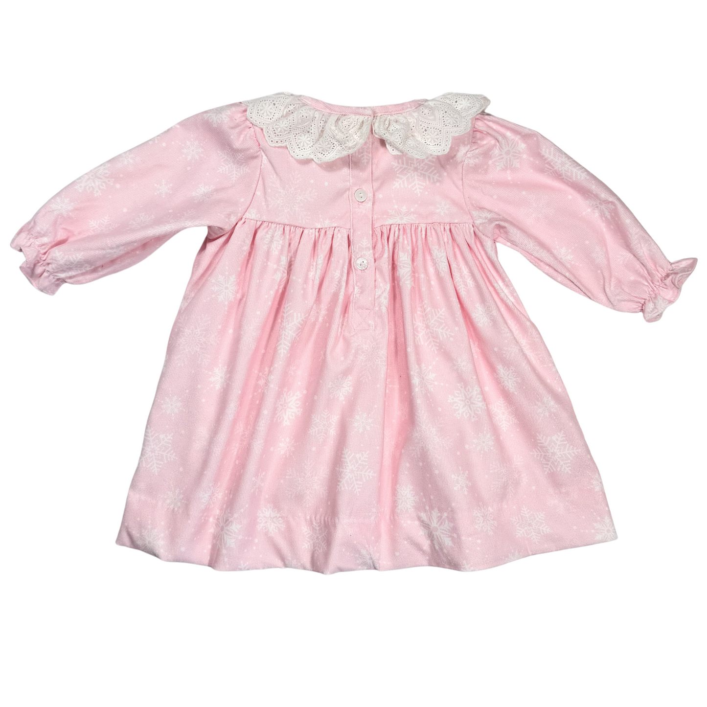 Pink Snowflake Corduroy Dress