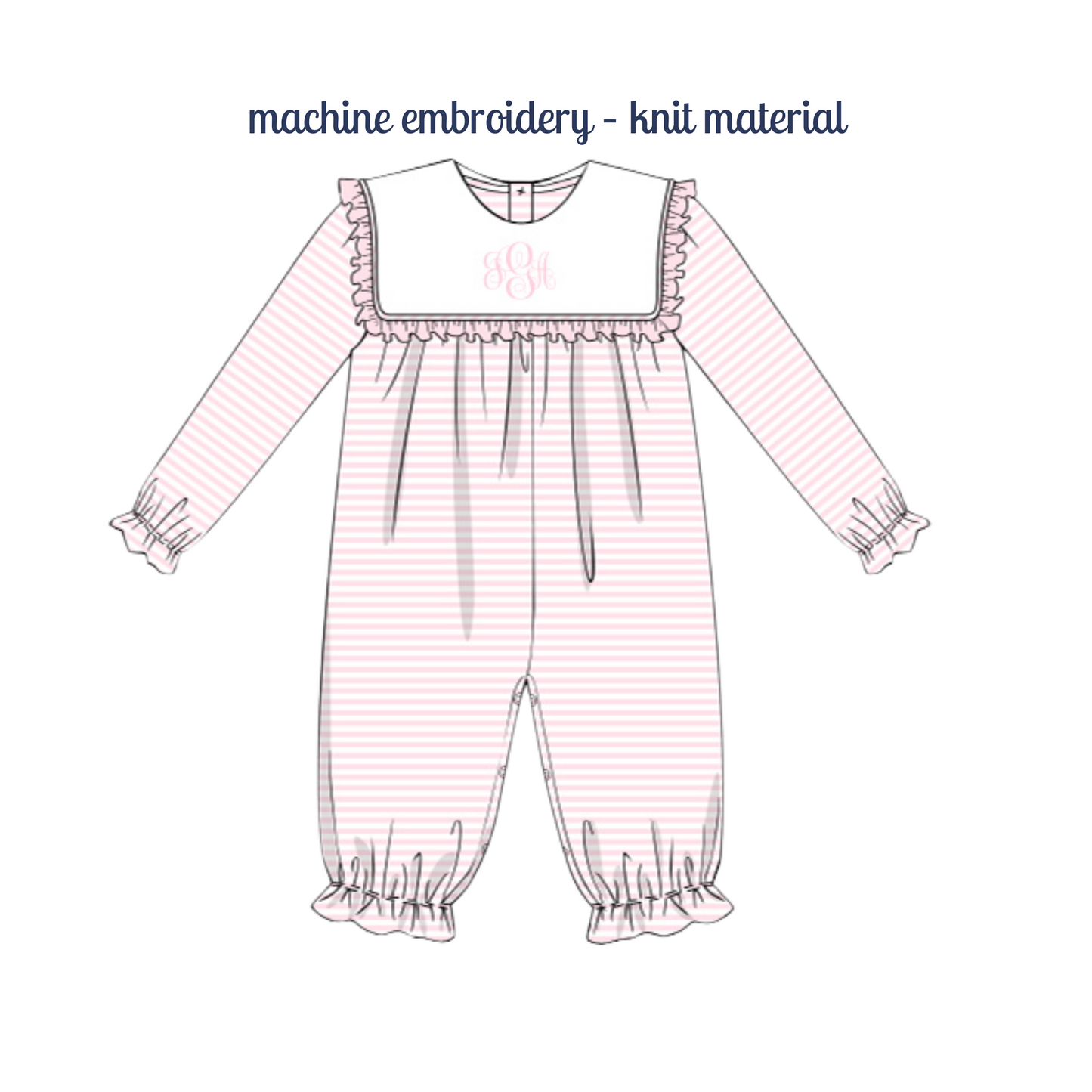 Preorder 02: Pink Stripe Custom Name Embroidered Romper