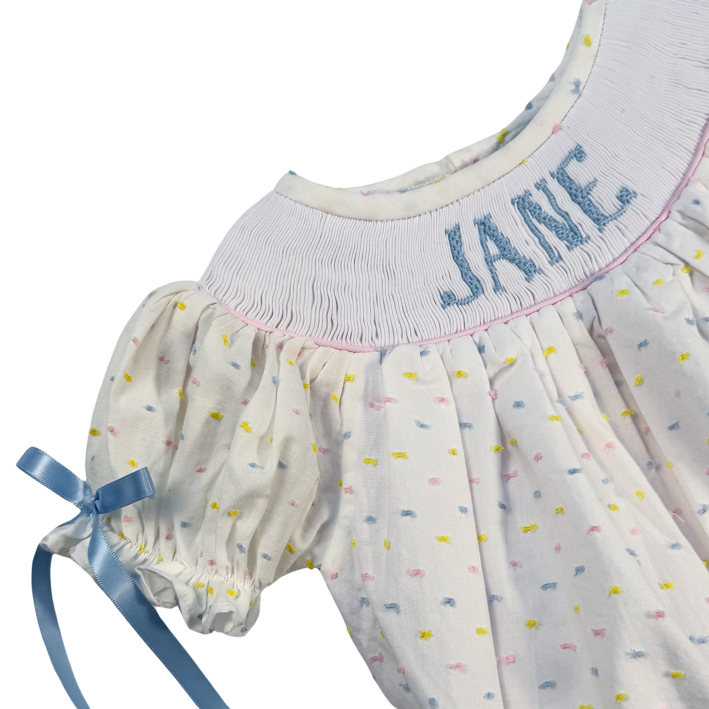 Preorder 02: Pastel Swiss Dot Custom Name Smock Bubble