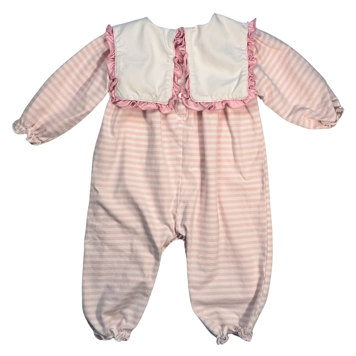Preorder 02: Pink Stripe Custom Name Embroidered Romper