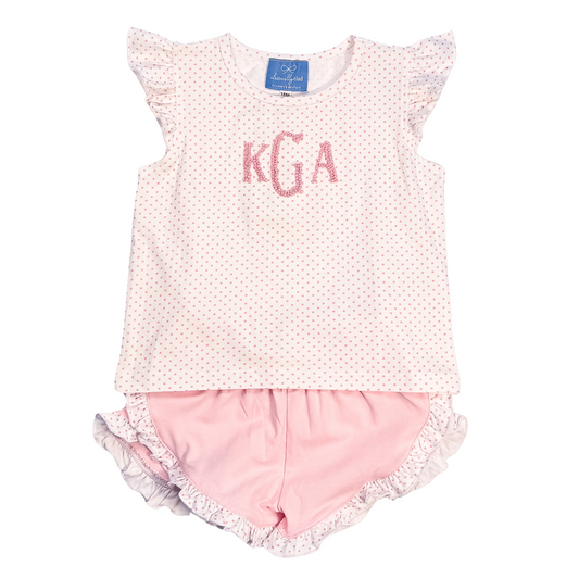 Preorder 02: Bitty Dot Dot Custom Name Knot Embroidered Two Piece Set