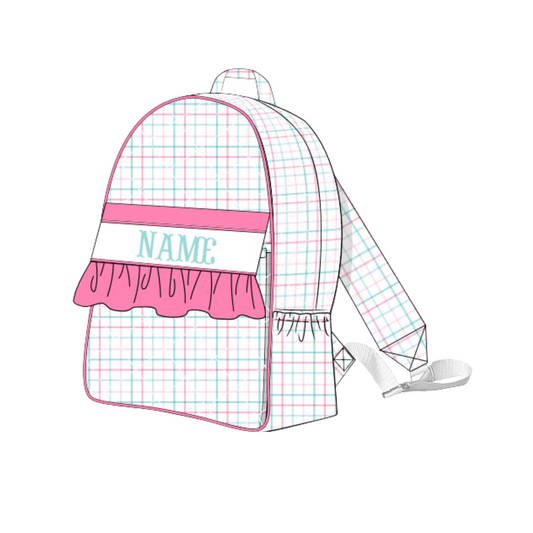 Preorder 01: Girly Plaid Name Smocked Backpack