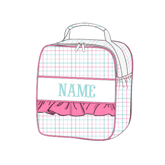 Preorder 01: Girly Plaid Name Smocked Lunch Box