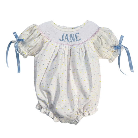 Preorder 02: Pastel Swiss Dot Custom Name Smock Bubble